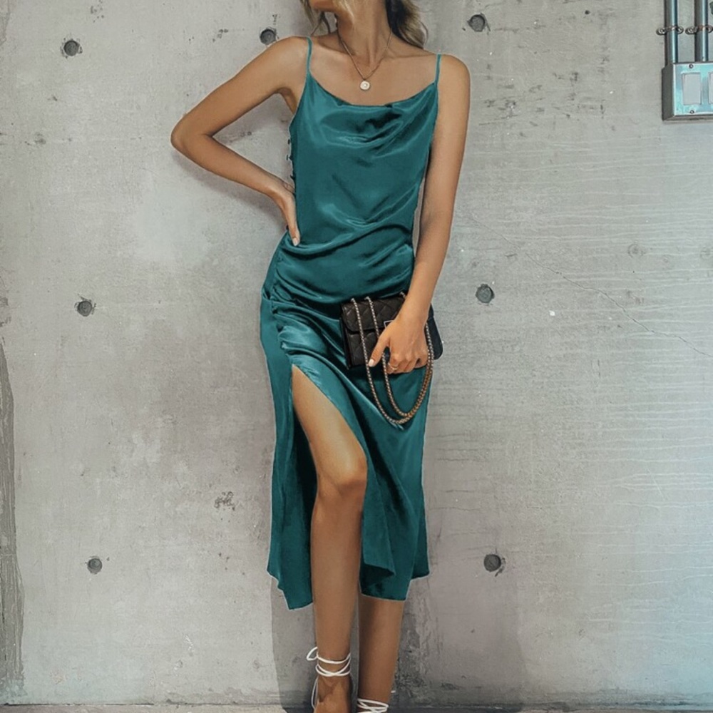 Shein satin split high cami dress